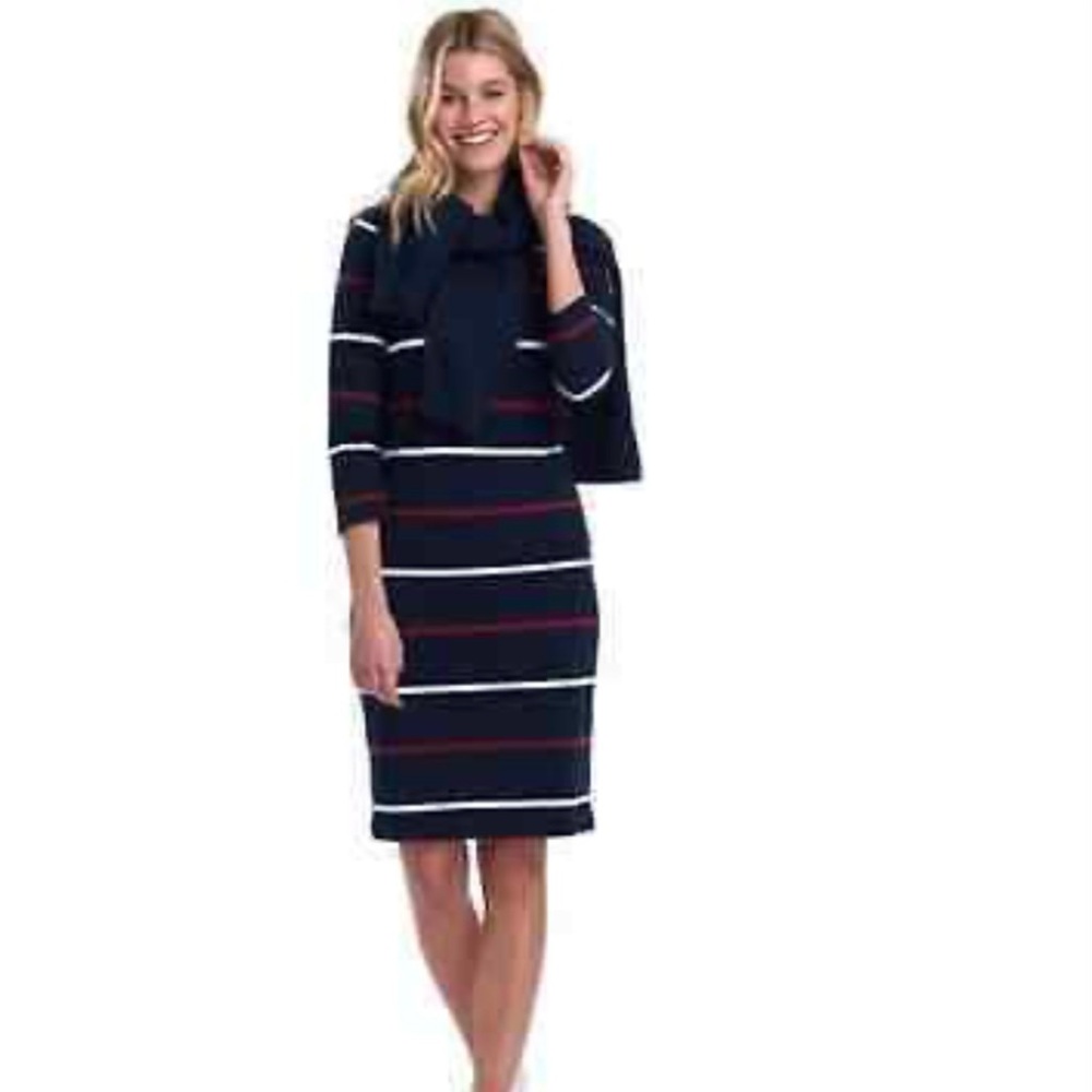 Barbour Oyster Striped Dress Blue Multi Size 6 Cotton